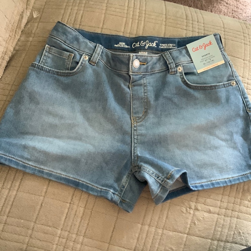 Girls Cat & Jack Xlarge Jeans-Denin-shorts stretchy pull up mid Rice
